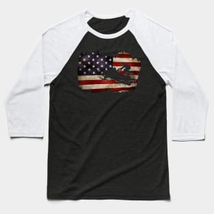 Snowmobile USA Flag Snow Sled Patriotic Snowmobiling Baseball T-Shirt